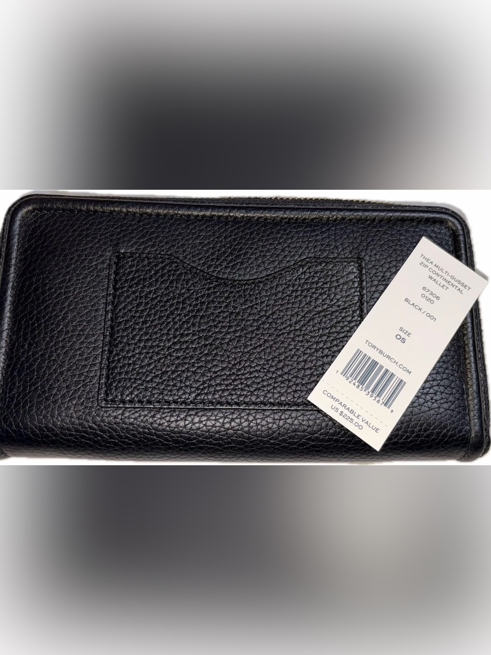 Tory Burch Black Pebbled Leather Zip-Around Wallet - Picture 7 of 7